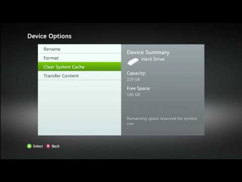 how to clear cache on xbox 360
