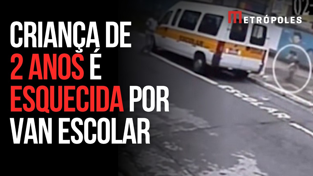 Criança de 2 anos é esquecida por van escolar na frente de creche