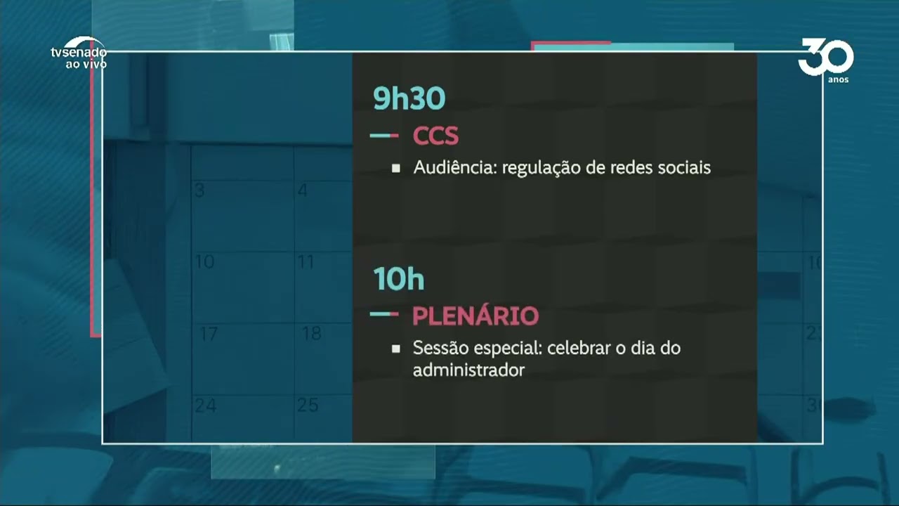 Agenda | Regulação de redes sociais e homenagem ao Dia do Administrador