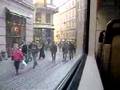 Tram in the pedestrian only street in Brno