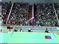 US gymnast Tracee Talavera performs on balance beam at the 1981 World Gymnastics Championships.