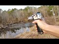 The 1911 in 45ACP and the Desert Eagle in 50AE testing both rounds on two frozen coke bottles filled with water. (I adjusted the sights on the Desert Eagle for close in shooting after making this video, as you may not know the Desert Eagle comes with stock sight that are sighted in for 100 yards) However both gun are great but the Desert Eagle is one hell of a gun with more power then a 7.62x39mm AK-47 round. The 325Gr. JHP 50AE is overkill!