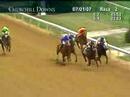 entries: thoroughbred race, churchill downs, 2007-07-01, race 2:
      (pgm-runner-jockey-finish)
       1-time to chime (ky), mena, m, finished 4; 
       2-firenza (il), lebron, v, finished 5; 
       3-sweet on bertie (ky), castanon, j, finished 6; 
       4-spillway (ky), bridgmohan, s, finished 3; 
       5-power pack (pa), leparoux, j, finished 1; 
       6-looks the part (oh), luna, r, finished 2;