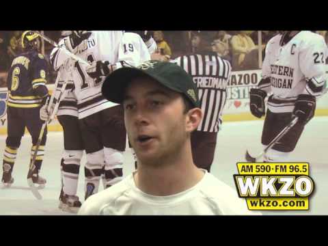 Carolyn Binder talks with Trevor Elias after the Broncos' 2-1 win over Canisius Saturday night at Lawson Carolyn Binder talks with Trevor Elias after the Broncos' 2-1 win over Canisius Saturday night at Lawson