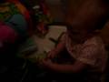 Chloe talking to the toys