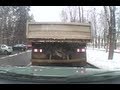Dump Truck Reverses Into Car