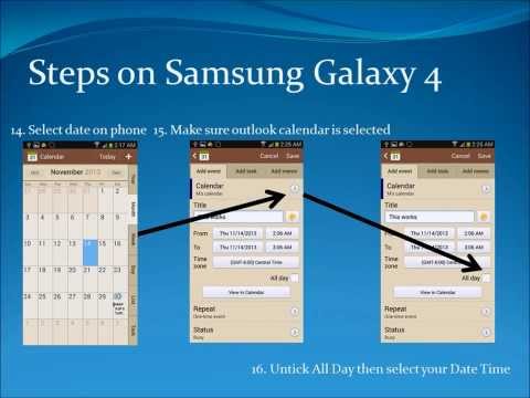 how to sync outlook calendar with galaxy s