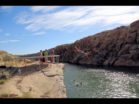 Creek - my friends set up a trampoline next to a cliff at Clear Creek in Winslow, AZ. Tons of flips and cliff diving ensued. Great Times. I DO NOT CLAIM ANY RIGHTS T...