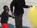 Addu and Manju snow-sleding