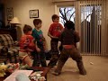 two kids fight abuot what they like with their buritos.