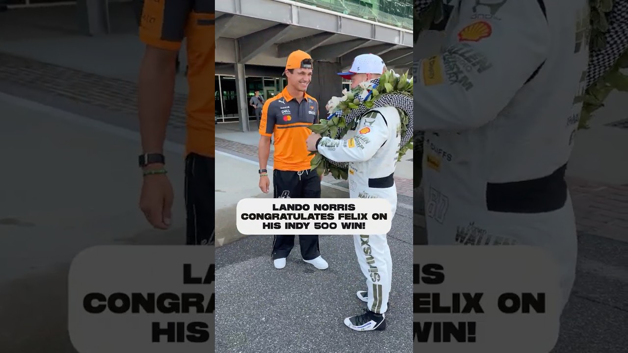 @LandoNorris congratulates Felix Rosenqvist on his Indy 500 win! #indycar #indy500 #mclaren