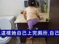 Baby climbs up to wash hands and feet -- 27M