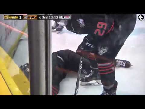 Clear Big Hit by Ondrej Vaculik - El Paso Rhinos vs San Diego Sabers | 2020