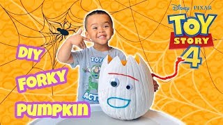 How To Make Halloween Forky Pumpkin | Toy Story 4 DIY FORKY PUMPKIN CARVING And Painting