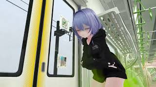 VR girl farts on train