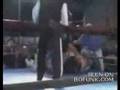 Boxer pushes huge ref and gets his butt kicked for it.