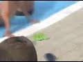 Extraño baile de mujer en piscina