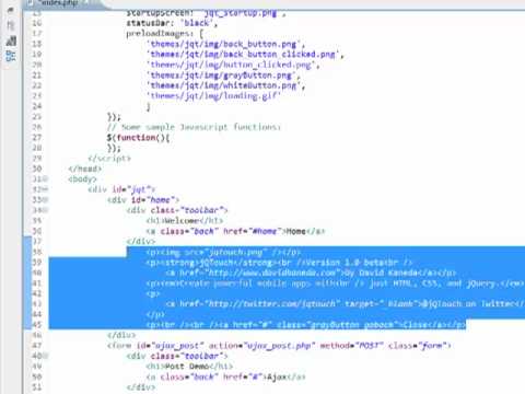 JQTouch AJAX PHP Login Form Part 1