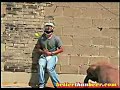 Dude getting hit with tennis balls Dude getting hit with tennis balls
