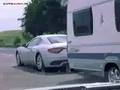 Maserati Gran Turismo pulling caravan