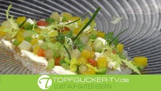 Langustinencarpaccio | Ziegentopfen | mariniertes Paellagemüse | Topfgucker-TV