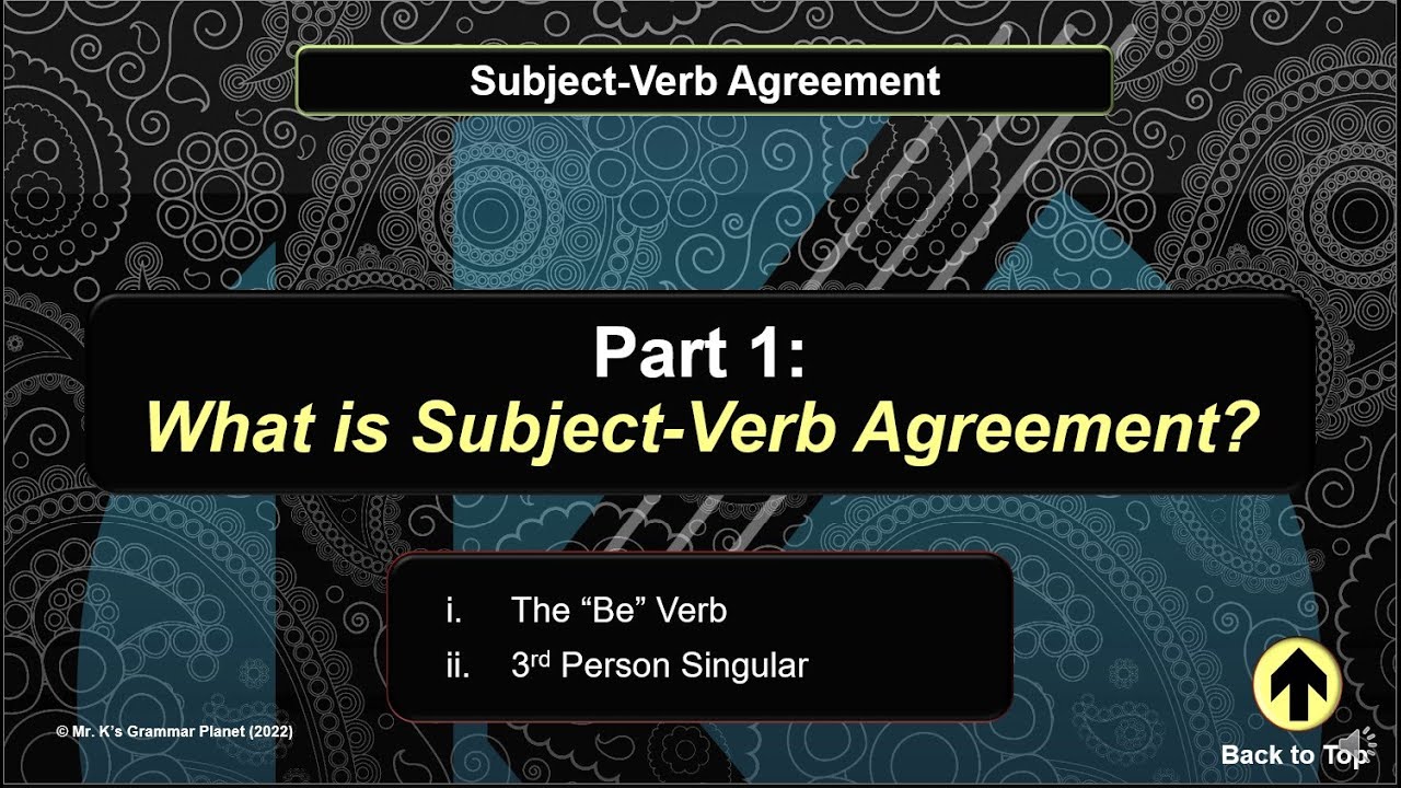 Part 1: Subject-Verb Agreement