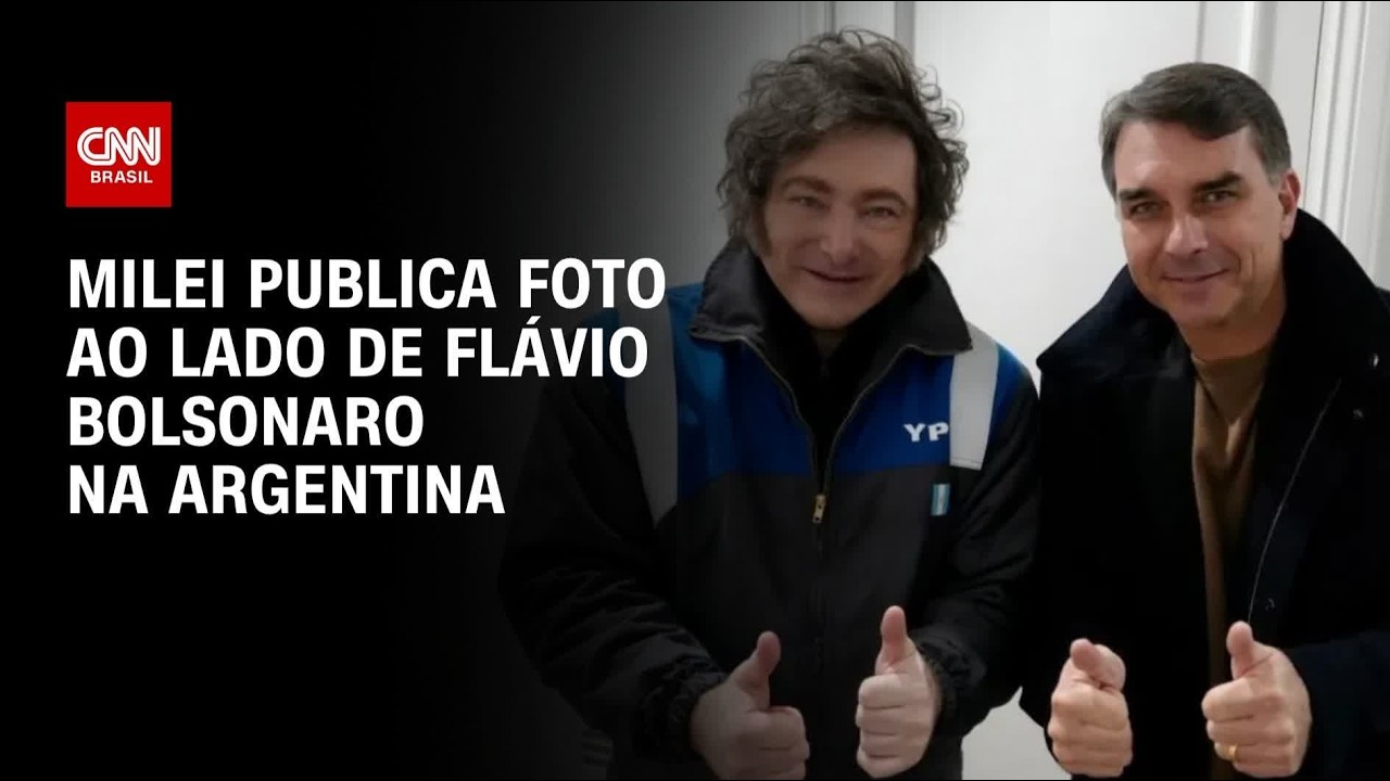 Javier Milei posta foto com Flávio Bolsonaro depois de encontro na Argentina; veja | CNN PRIME TIME
