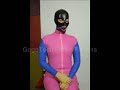 Apple Latex Rubber Catsuit Hood Bound Rope