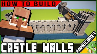 Minecraft Easy Castle Walls, HOW TO BUILD! (plus rude villager)