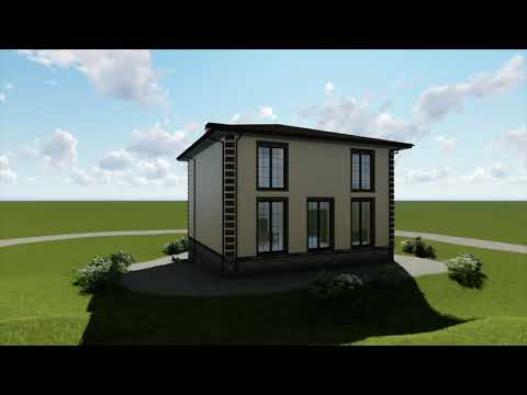 Проект двухэтажного дома с цоколем из газобетона DTE8