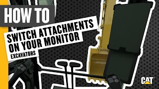 Video about Switching Attachments on Excavator Monitor