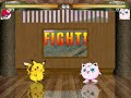 it's a pokemon battle! pikachu vs jigglypuff! let the match begin!

notes: i control pikachu here, he's a 2 button type character. and in case you were wondering, no, this stage didn't have music. i just had another site opened and it's music was being played during the match.