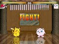 it's a pokemon battle! pikachu vs jigglypuff! let the match begin!

notes: i control pikachu here, he's a 2 button type character. and in case you were wondering, no, this stage didn't have music. i just had another site opened and it's music was being played during the match.