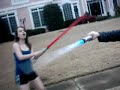 Outisde fighting with light sabers ~pointless~ Outisde fighting with light sabers ~pointless~