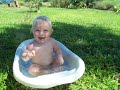 mana taking an outisde bath