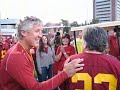 pete carroll addresses the thundering herd after the first practice of 2007 and the presentation of the second touring cart by the thundering herd.
