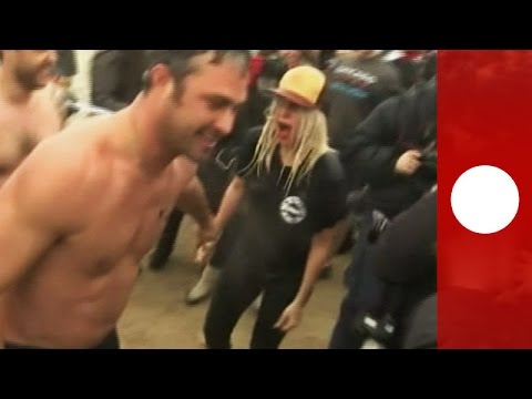 Lady Gaga & Vince Vaughn plunge into Lake Michigan's icy waters