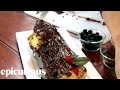 Decorating a Yule Log Cake