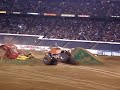 Monster Mutt crashes at the end of his free style run at Qualcomm Stadium 2006.