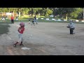 Click here to watch this video She hits it on the first swing!