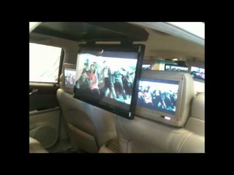 CADILLAC DEVILLE 2001 25″ FLIP DOWN TV TVIEW INSTALL TOTAL 9 TVS !!!!!