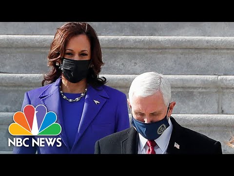 Vice President Kamala Harris Waves Goodbye To Mike Pence After Escorting Him From Capitol  NBC News