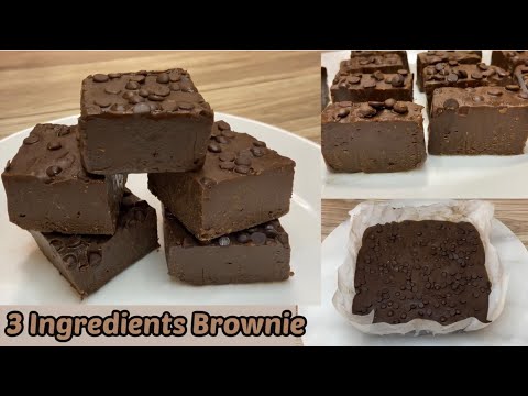 3 Ingredients Brownie In 20 minutes - No Bake Chewy Brownie
