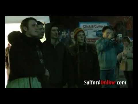 salfordonline - Salford University, Salix Homes and TIETARA light show Thursday 15 December 2011 filmed by Salfordonline.