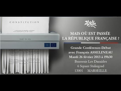 passée - Conférence de François Asselineau du 26 Février 2013 dans la brasserie « LES DANAÏDES » à Marseille. Pour des raisons techniques la qualité de l'image est mé...