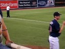 Kevin Slowey warms up against A\