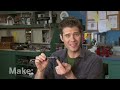 John Park builds some lively and inexpensive miniature robots. Starting with a simple vibrabot made from a scrub brush, John assembles a solar junkbot and a slightly more complex beetlebot, which has paper clip feelers attached to switches that allow it to respond to its environment. All it takes are a few common electronic components and some everyday objects and you can make an entertaining robot all your own.