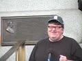 Michael Moore at rally for healthcare and Sicko screening