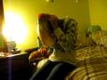 Fitting a condom over my head.