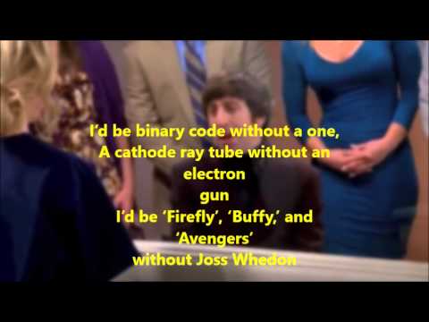lyrics to song by Howard to Bernadette- Big Bang Theory season 7 episode 6